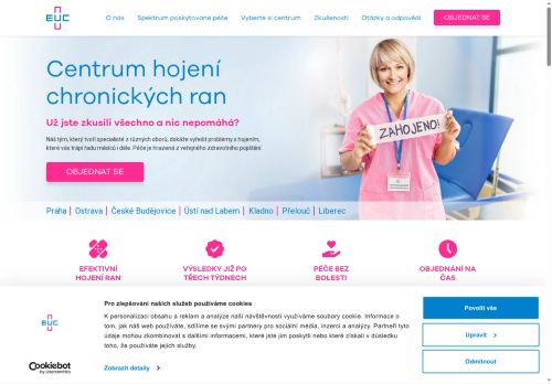 Zobrazit webové stránky Centrum hojení chronických ran EUC Kliniky Plzeň -  MUDr. Štěpánka Pavcová