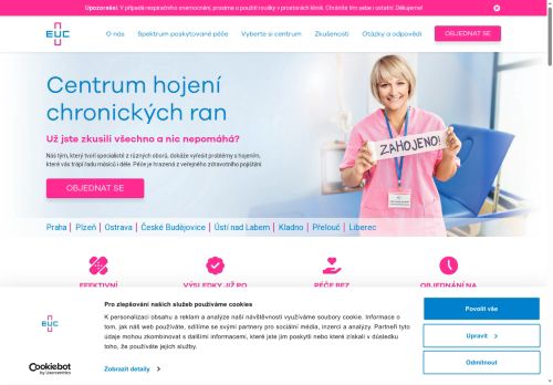 Zobrazit webové stránky Centrum hojení chronických ran EUC Kliniky Plzeň -  MUDr. Štěpánka Pavcová