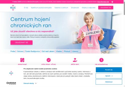 Zobrazit webové stránky Centrum hojení chronických ran EUC Kliniky Plzeň -  MUDr. Štěpánka Pavcová