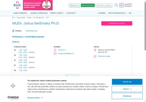 Zobrazit webové stránky Interní ambulance - MUDr. Július Gelžinský Ph.D.