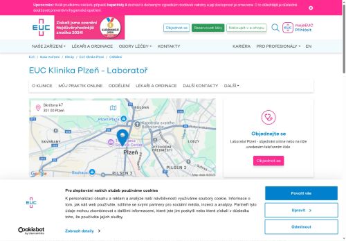 Zobrazit webové stránky Odběrové místo EUC Klinika (Denisovo nábřeží)