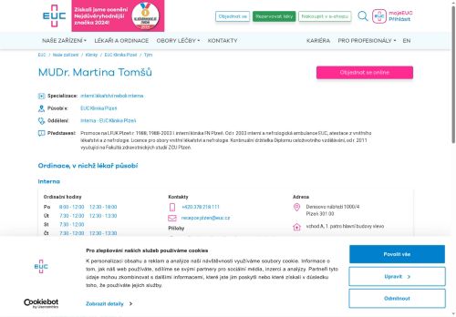 Zobrazit webové stránky Interní ambulance - MUDr. Martina Tomšů