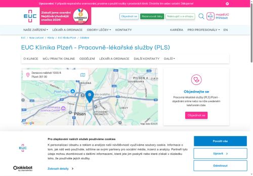 Zobrazit webové stránky Ordinace PLS (pracovně-lékařské služby) - EUC klinika