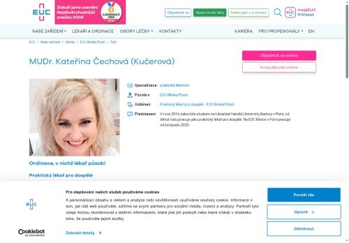 Zobrazit webové stránky Praktický lékař pro dospělé - MUDr. Kateřina Čechová (Kučerová)