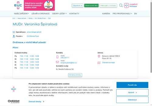 Zobrazit webové stránky Plicní ambulance - MUDr. Veronika Špíralová