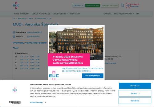 Zobrazit webové stránky Plicní ambulance - MUDr. Veronika Špíralová