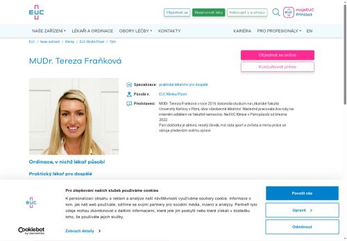 Zobrazit webové stránky Praktický lékař pro dospělé - MUDr. Tereza Fraňková