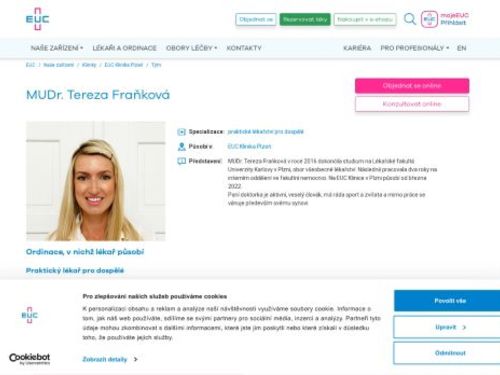 Praktický lékař pro dospělé - MUDr. Tereza Fraňková