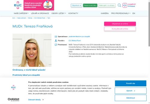 Zobrazit webové stránky Praktický lékař pro dospělé - MUDr. Tereza Fraňková
