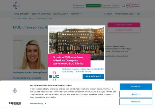 Zobrazit webové stránky Praktický lékař pro dospělé - MUDr. Tereza Fraňková