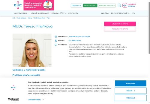Zobrazit webové stránky Praktický lékař pro dospělé - MUDr. Tereza Fraňková