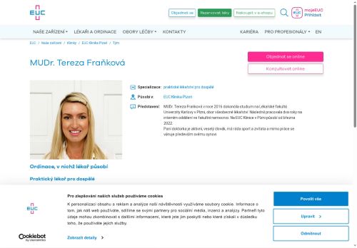 Zobrazit webové stránky Praktický lékař pro dospělé - MUDr. Tereza Fraňková