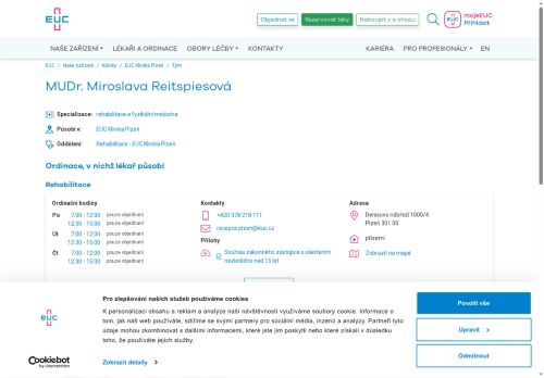 Zobrazit webové stránky Rehabilitační ambulance - MUDr. Miroslava Reitspiesová
