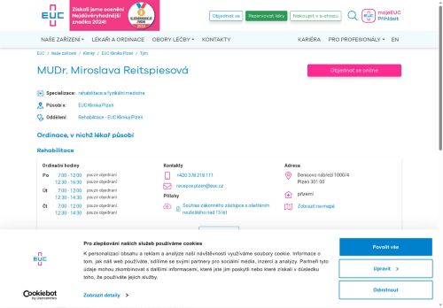 Zobrazit webové stránky Rehabilitační ambulance - MUDr. Miroslava Reitspiesová