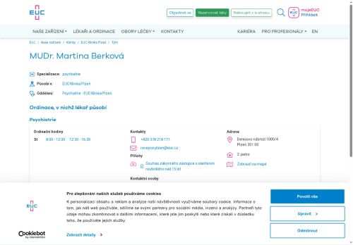 Zobrazit webové stránky Psychiatrická ambulance - MUDr. Martina Berková