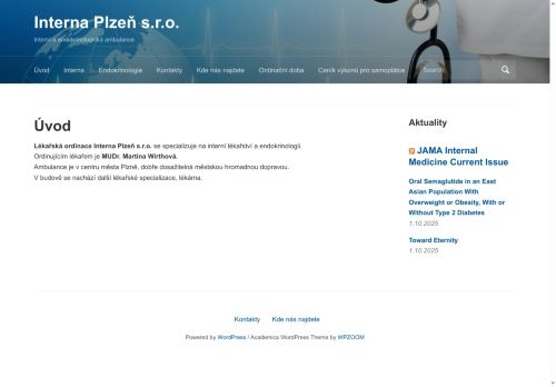 Zobrazit webové stránky Interní a endokrinologická ambulance - MUDr. Martina Wirthová
