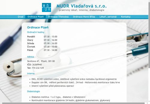 Zobrazit webové stránky Praktický lékař pro dospělé, interní a diabetologická ambulance MUDR Vladařová s.r.o.