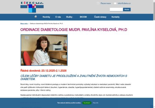 Zobrazit webové stránky Diabetologická ambulance DIEKO s.r.o. - MUDr. Pavlína Kyselová, Ph.D.
