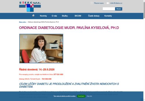 Zobrazit webové stránky Diabetologická ambulance DIEKO s.r.o. - MUDr. Pavlína Kyselová, Ph.D.