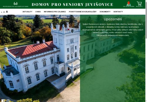 Webové stránky Domov pro seniory Jevišovice, příspěvková organizace, Jevišovice