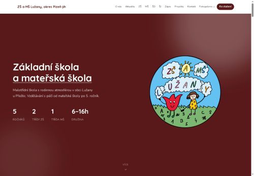 Webové stránky Základní škola a mateřská škola Lužany, okres Plzeň-jih, příspěvková organizace, Lužany