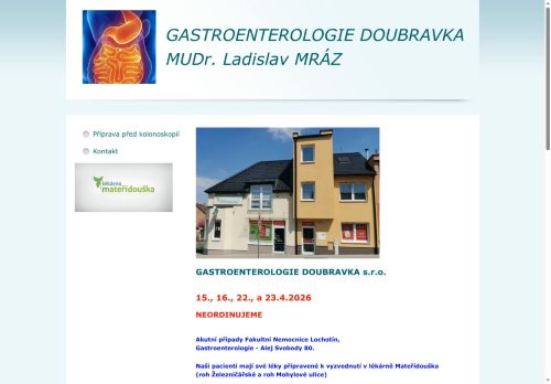 Zobrazit webové stránky Gastroenterologie Doubravka - MUDr. Ladislav Mráz, MUDr. Petr Zdeněk