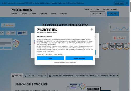 Webové stránky Usercentrics s.r.o., Praha
