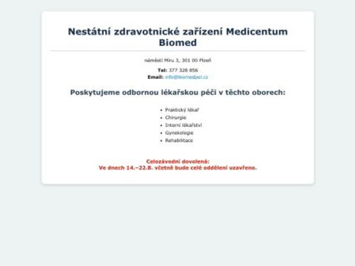 Medicentrum Biomed s.r.o. - chirurgie