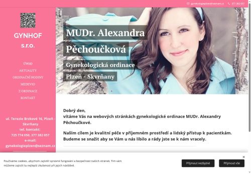 Zobrazit webové stránky Gynekologická ambulance GYNHOF s.r.o. - MUDr. Alexandra Pěchoučková