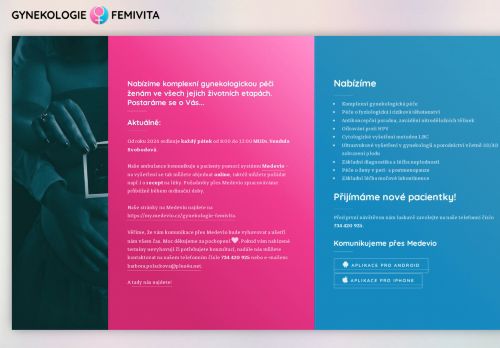 Zobrazit webové stránky Gynekologie Femivita - MUDr. Barbora Poláčková