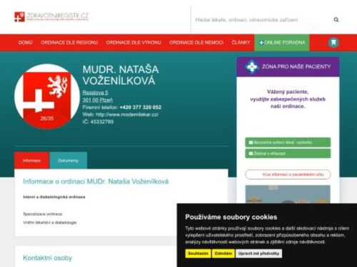 Interní a diabetologická ambulance - MUDr. Nataša Voženílková