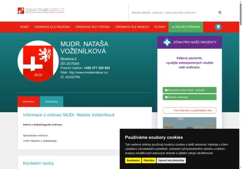 Zobrazit webové stránky Interní a diabetologická ambulance - MUDr. Nataša Voženílková