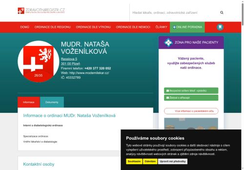 Zobrazit webové stránky Interní a diabetologická ambulance - MUDr. Nataša Voženílková