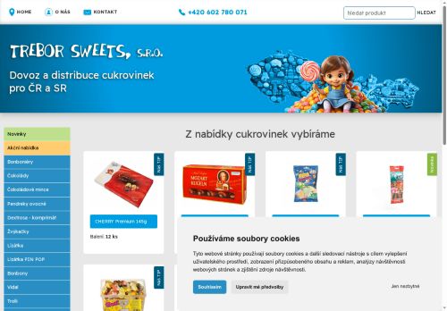 Webové stránky Trebor sweets, s.r.o., Kyjov