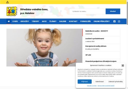 Webové stránky Středisko volného času, příspěvková organizace, Holešov