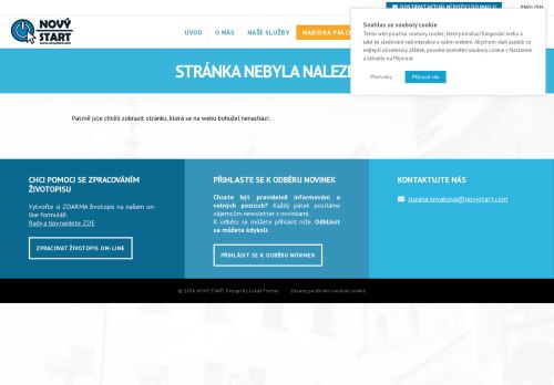 Webové stránky NOVÝ START, personální agentura s.r.o., Třebíč