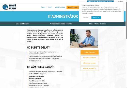 Webové stránky NOVÝ START, personální agentura s.r.o., Bystřice nad Pernštejnem