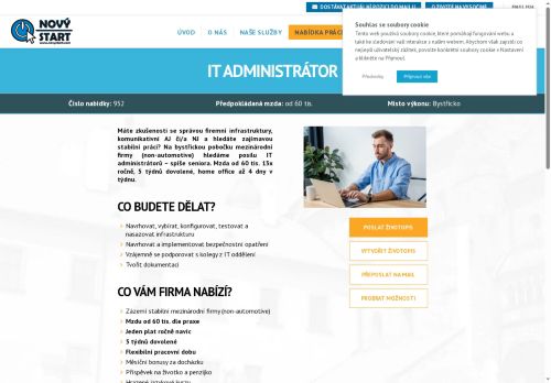 Webové stránky NOVÝ START, personální agentura s.r.o., Bystřice nad Pernštejnem