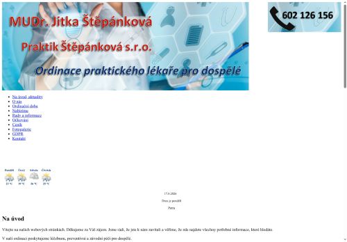 Zobrazit webové stránky Praktický lékař pro dospělé - MUDr. Jitka Štěpánková