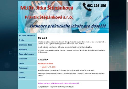 Zobrazit webové stránky Praktický lékař pro dospělé - MUDr. Jitka Štěpánková