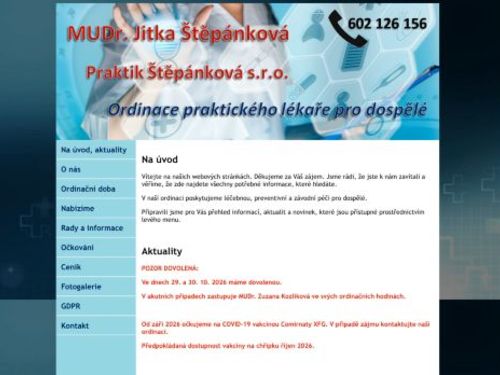 Praktický lékař pro dospělé - MUDr. Jitka Štěpánková