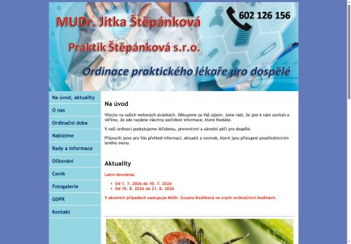 Zobrazit webové stránky Praktický lékař pro dospělé - MUDr. Jitka Štěpánková