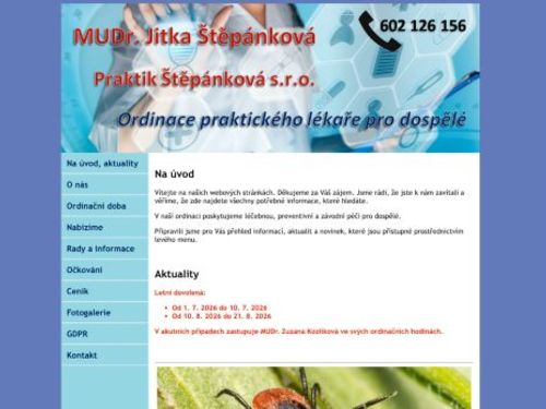 Praktický lékař pro dospělé - MUDr. Jitka Štěpánková