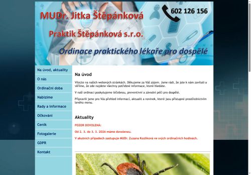 Zobrazit webové stránky Praktický lékař pro dospělé - MUDr. Jitka Štěpánková