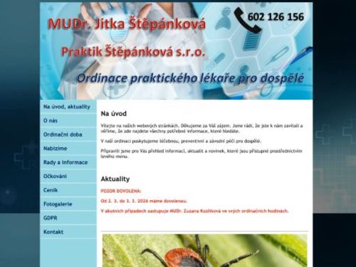 Praktický lékař pro dospělé - MUDr. Jitka Štěpánková