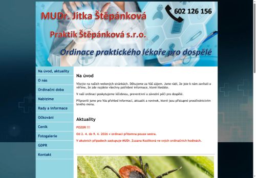 Zobrazit webové stránky Praktický lékař pro dospělé - MUDr. Jitka Štěpánková