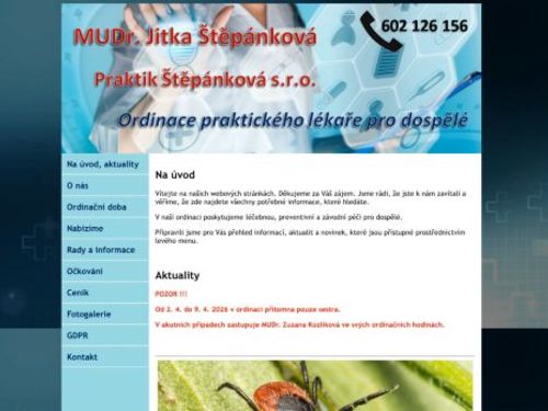 Praktický lékař pro dospělé - MUDr. Jitka Štěpánková