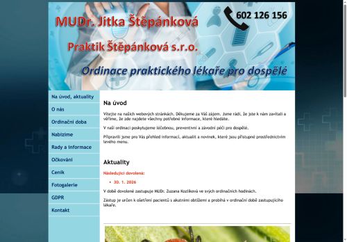Zobrazit webové stránky Praktický lékař pro dospělé - MUDr. Jitka Štěpánková