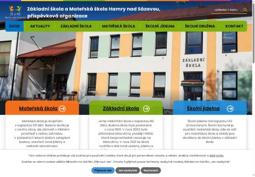 Webové stránky Základní škola a Mateřská škola Hamry nad Sázavou, příspěvková organizace, Hamry nad Sázavou