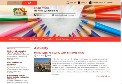 Webové stránky ZÁKLADNÍ ŠKOLA A MATEŘSKÁ ŠKOLA NA STATKU, školská právnická osoba, Drahelčice